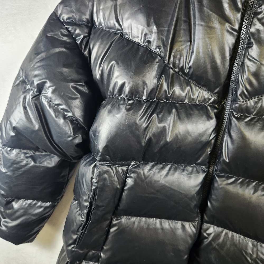 Nike Therma-Fit Long Puffer Coat Womens L Black Full Length Hooded Down Jacket - Picture 2 of 12